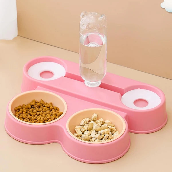 4-in-1 Pet Food and Water Dispenser – Double Feeding Bowls & Drinking Bowls