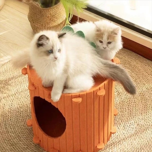 Carrot Shaped Cat House – Scratching Post with Warm Cave Bed for Indoor Cats