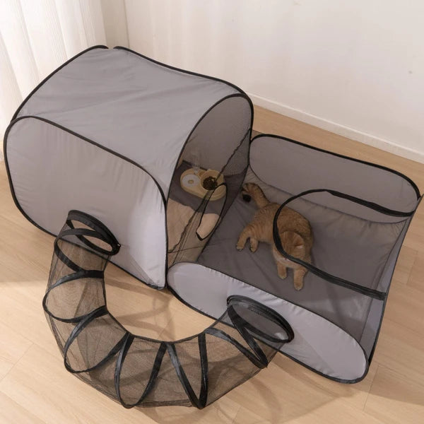 Portable Foldable Pet Tent with Surround Tunnel –  for Cats & Small Pets-160*80*75 cm