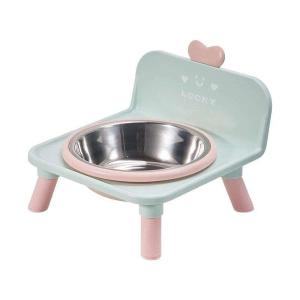 Nunbell Chair-Shaped Pet Feeding Bowl with Stainless Steel Bowl  for Cats & Small Dogs